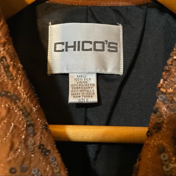 Women's Size 0 Chico’s Silk Beaded Jacket Beautiful Design - Picture 7 of 15